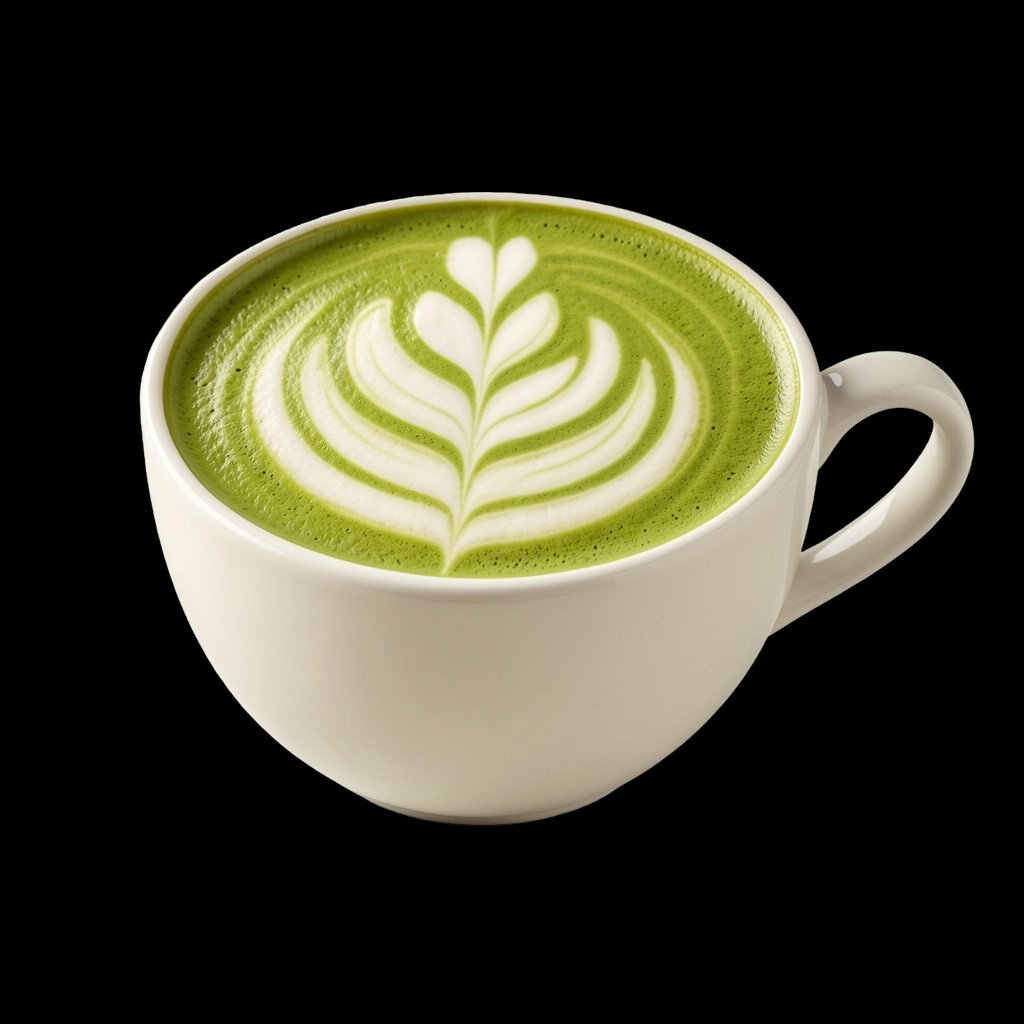 Iced matcha latte with layered green and milk