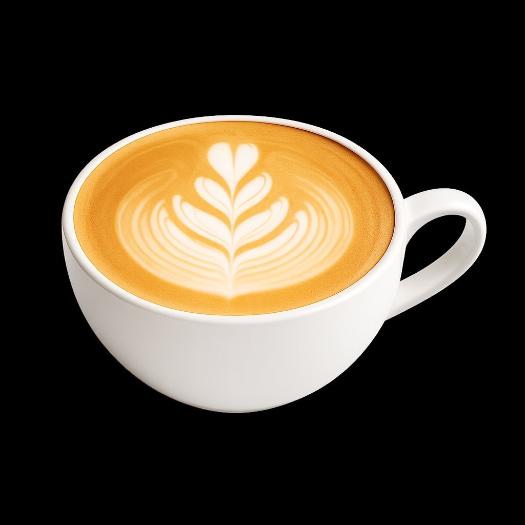 Golden flat white with delicate latte art