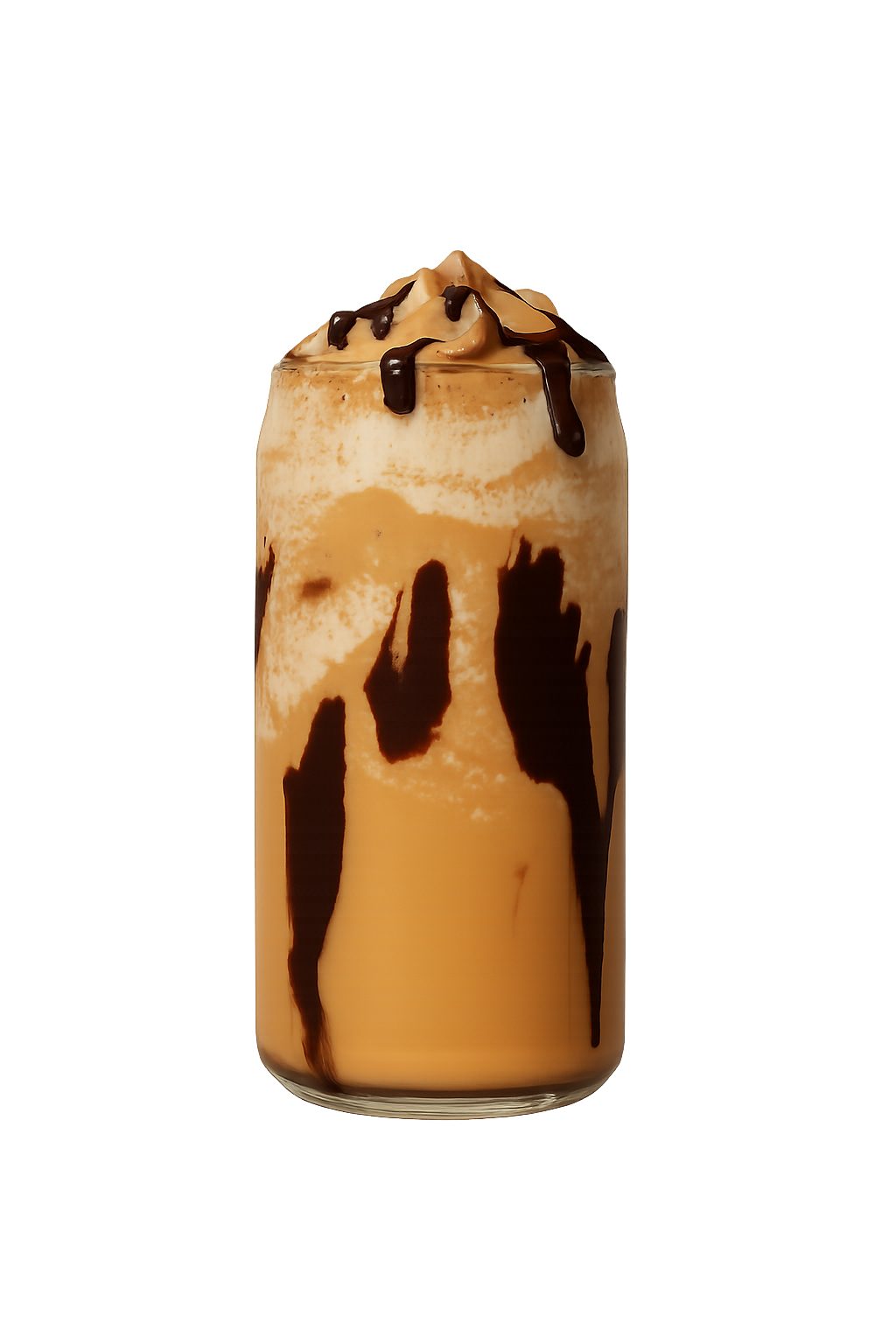 Iced caramel chocolate frappe topped with cream