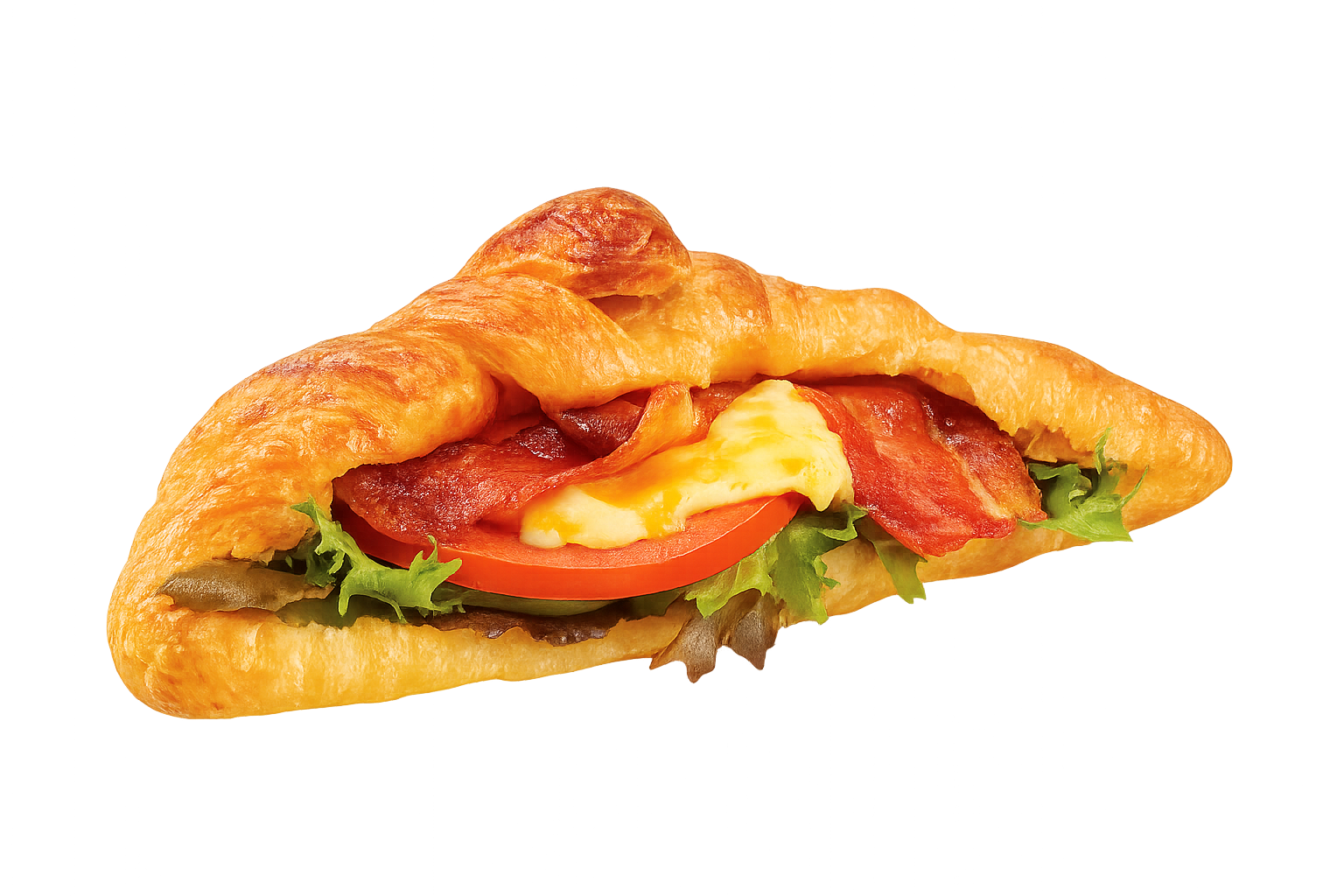 Bacon egg croissant breakfast sandwich